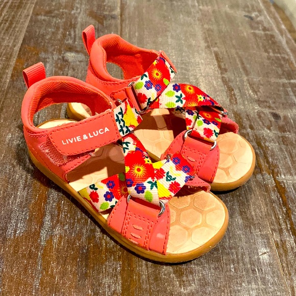 Livie & Luca Other - Livie & Luca pink floral sandals size 9